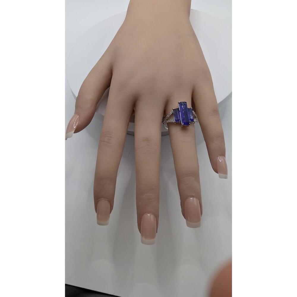 Elegant Purple Gemstone Silver Ring Size 9 - Picture 8 of 9